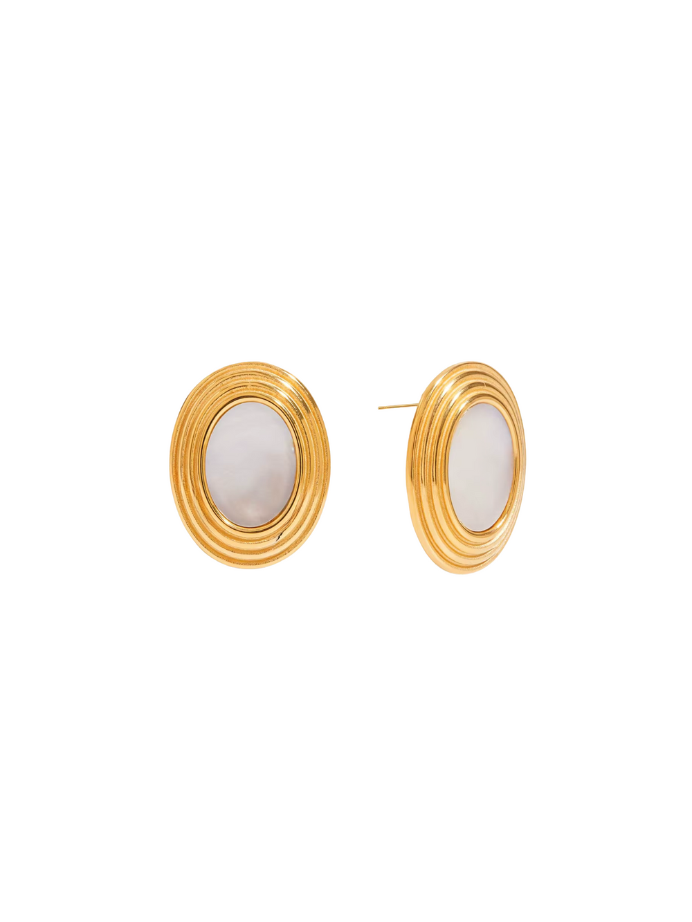 Par Arete Ovalo Lineas Con Piedra