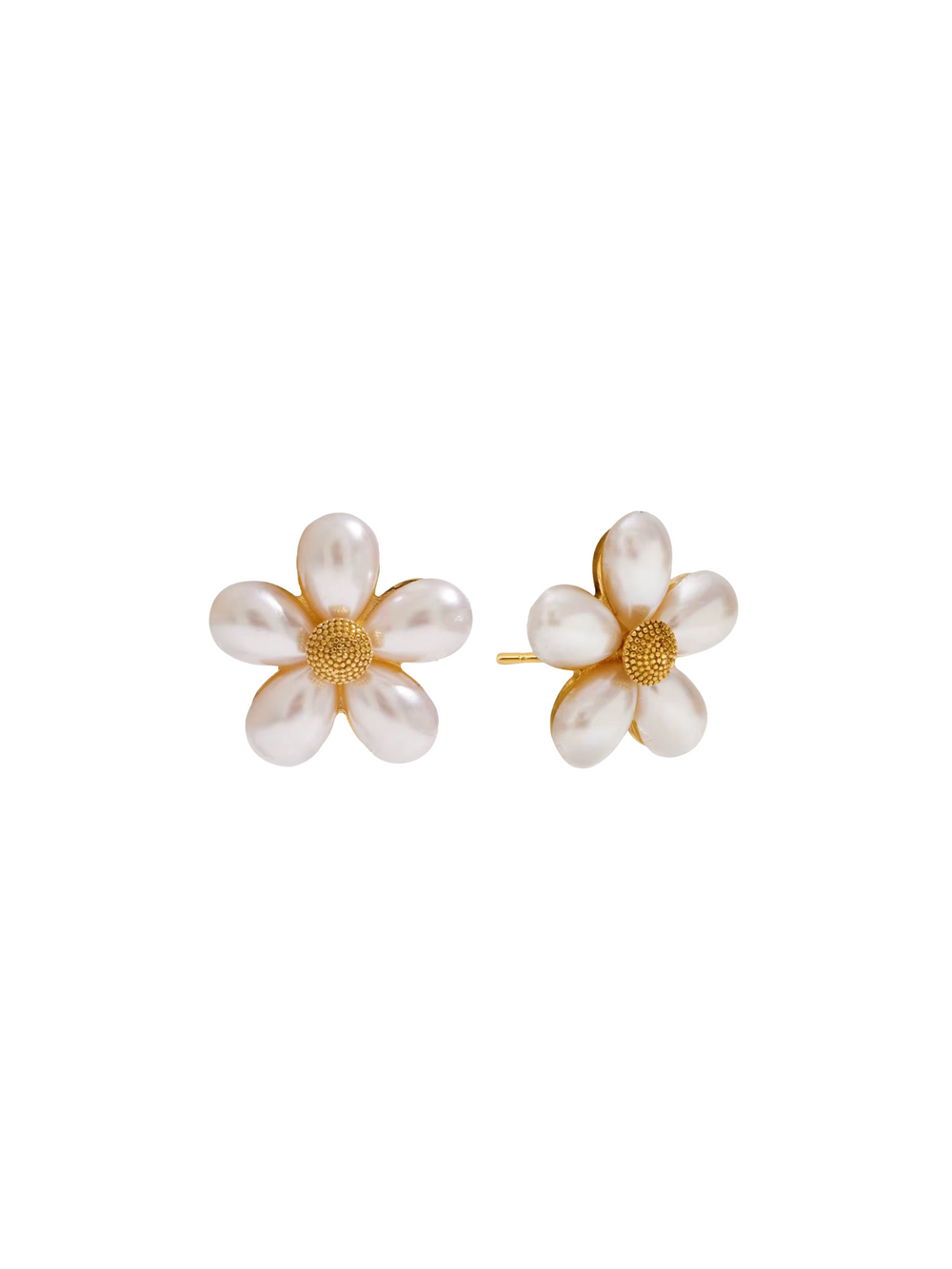 Par Arete Flor Blanca Con Centro