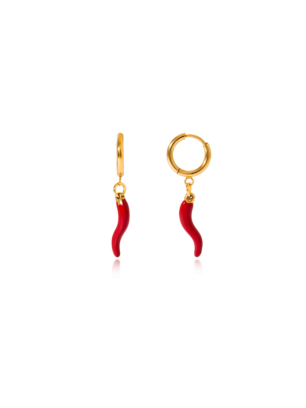 Par Arracada Con Cuerno Italiano Rojo