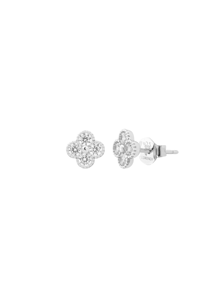Par Arete Flor Cuatro Petalos Zirconia