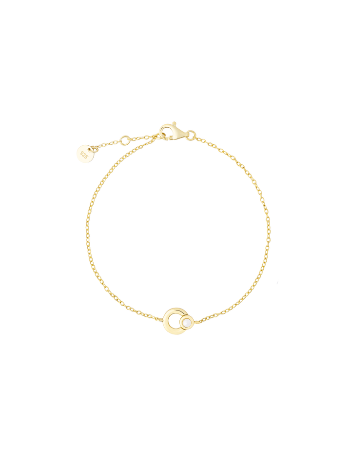 Pulsera Circulo Y Perla Enlazados