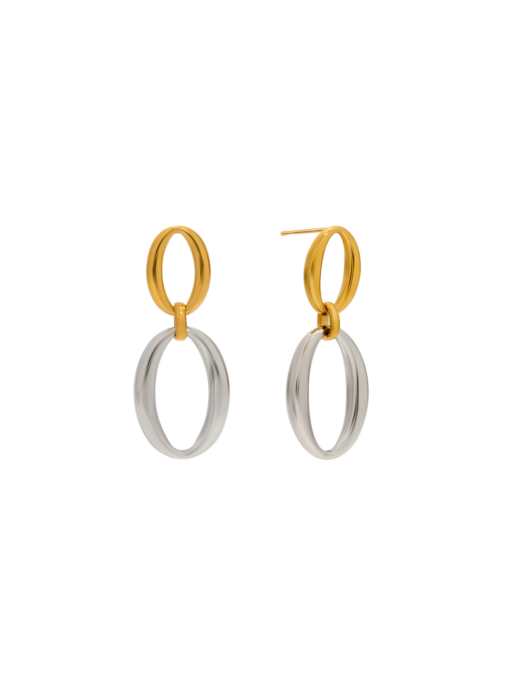 Par Arete Doble Ovalo Combinado