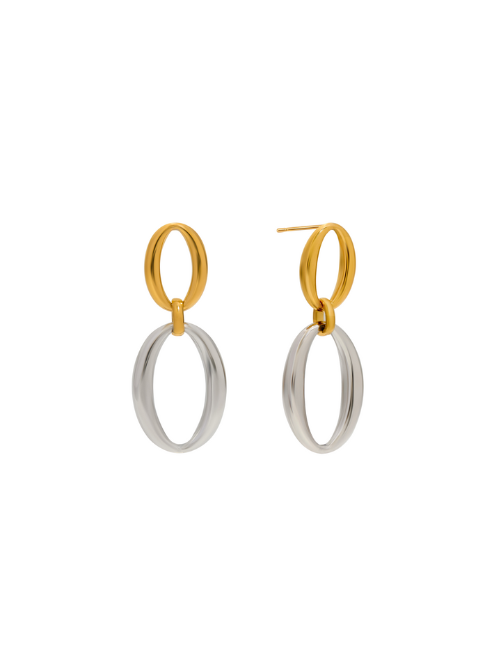 Par Arete Doble Ovalo Combinado