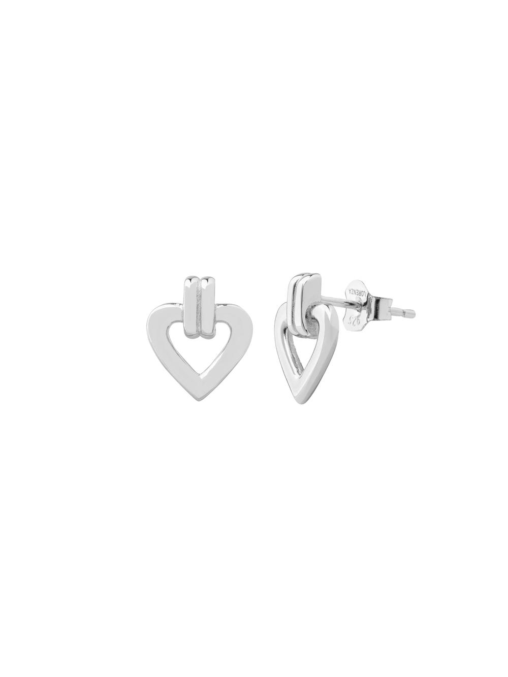 Par Arete Doble Linea Contorno Corazon