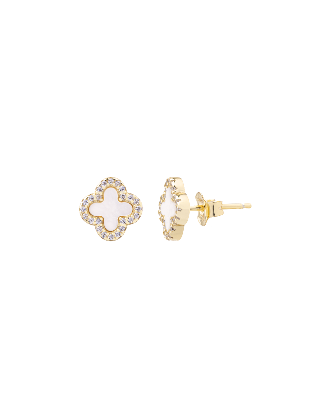 Par Arete Trebol Madre Perla