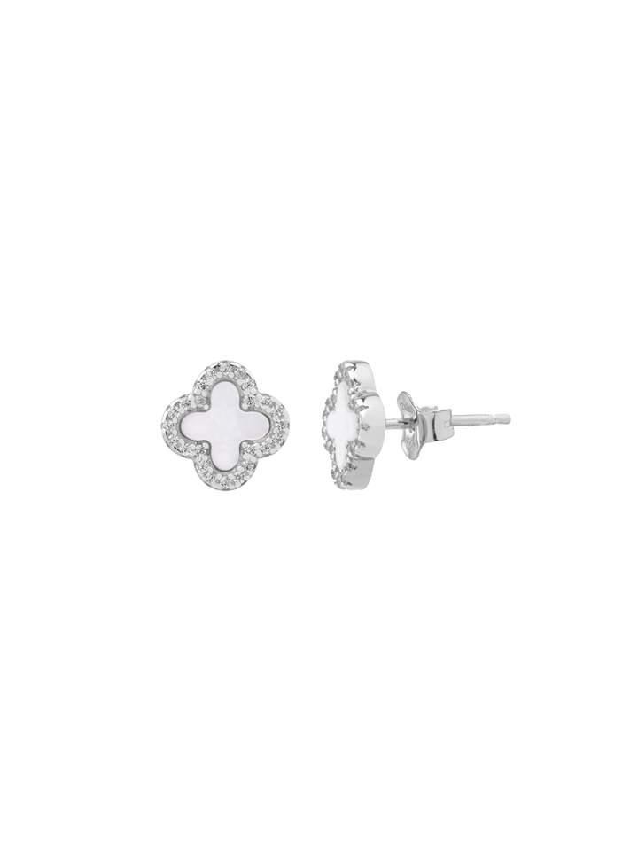 Par Arete Trebol Madre Perla