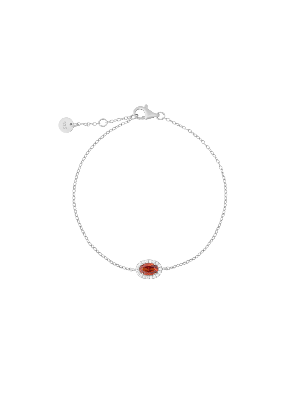 Pulsera Ovalo Con Zirconia Roja