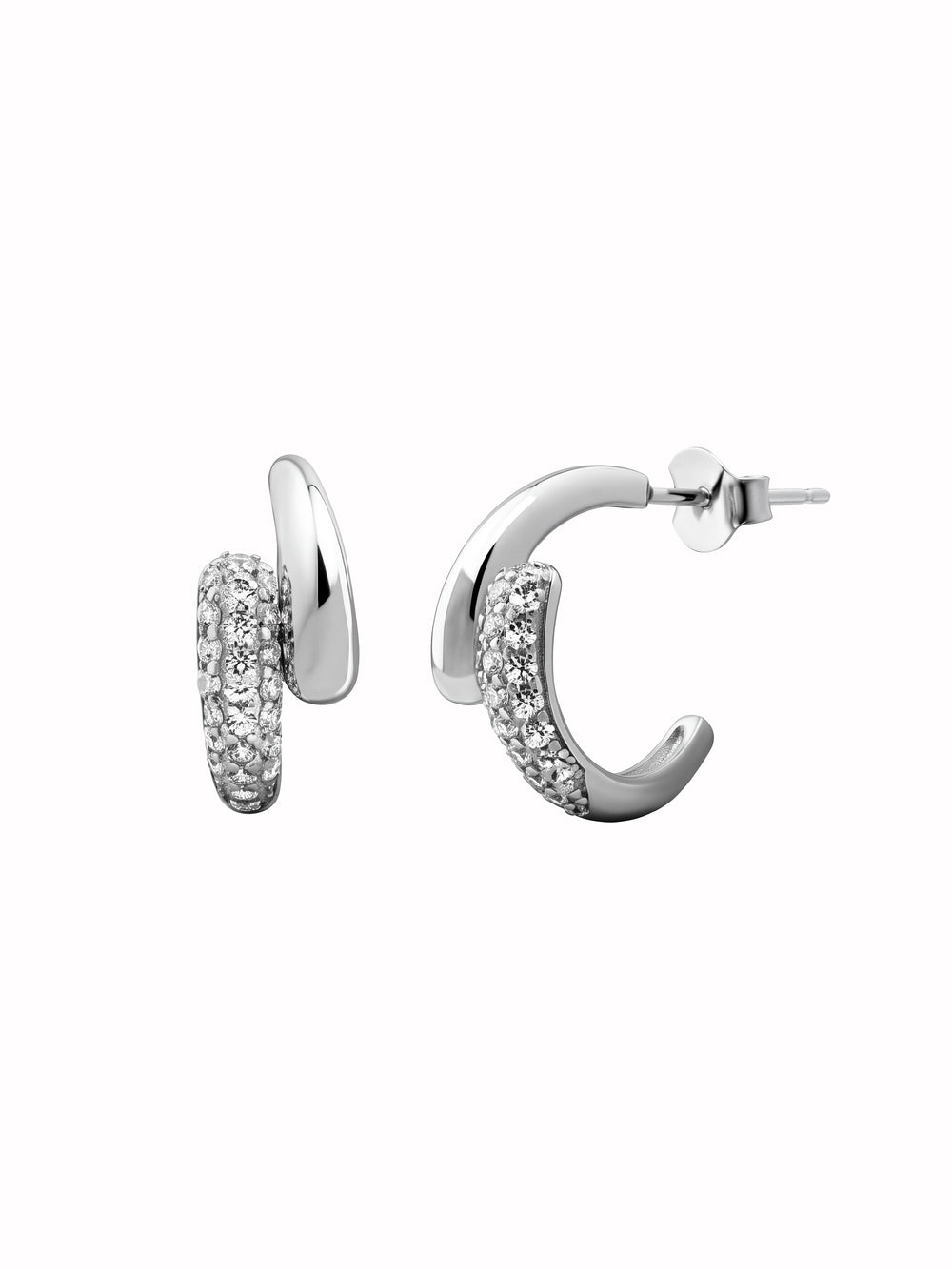 Par Semi Arracada Doble Gota Cruzada Zirconia