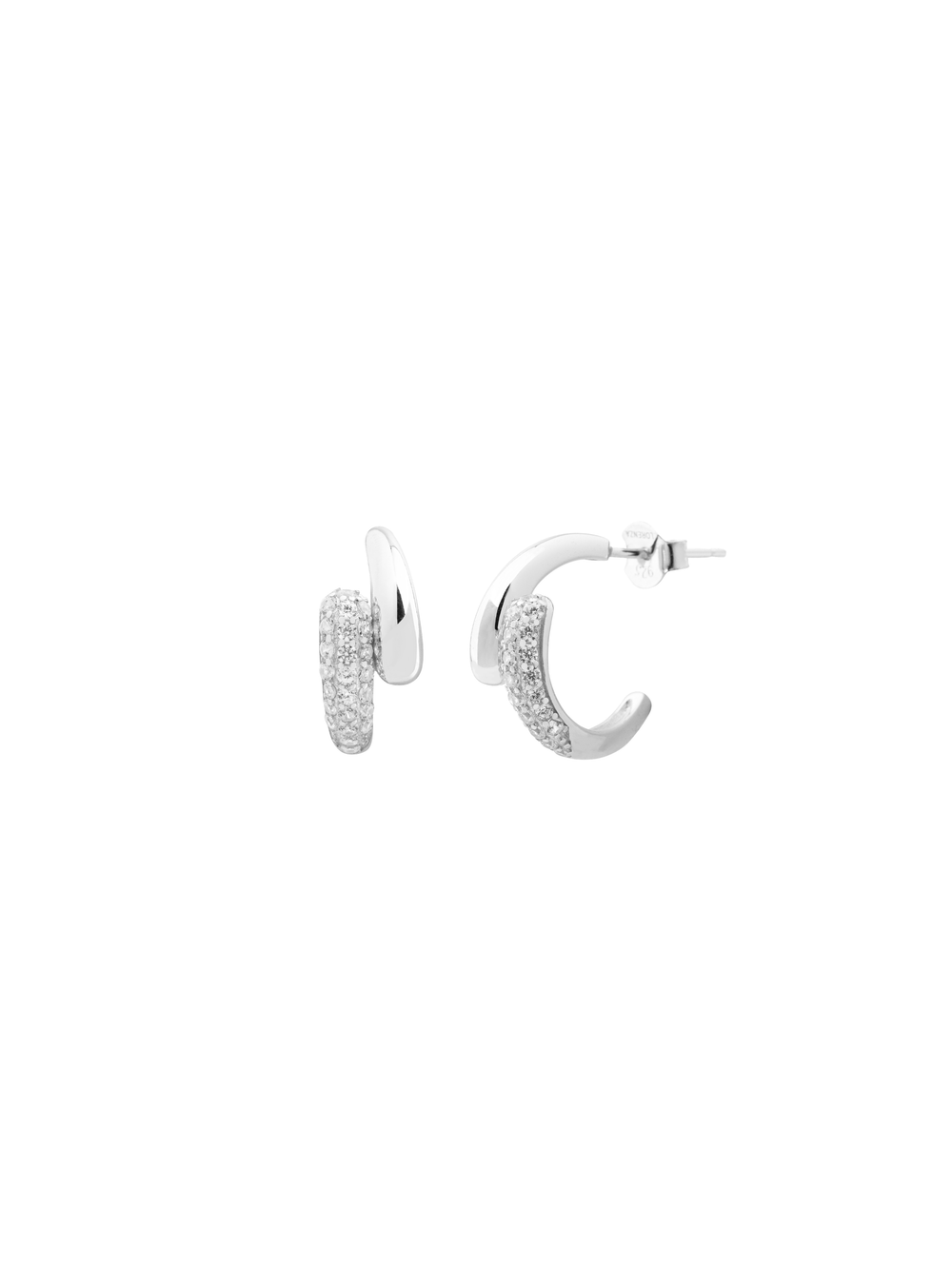 Par Semi Arracada Doble Gota Cruzada Zirconia
