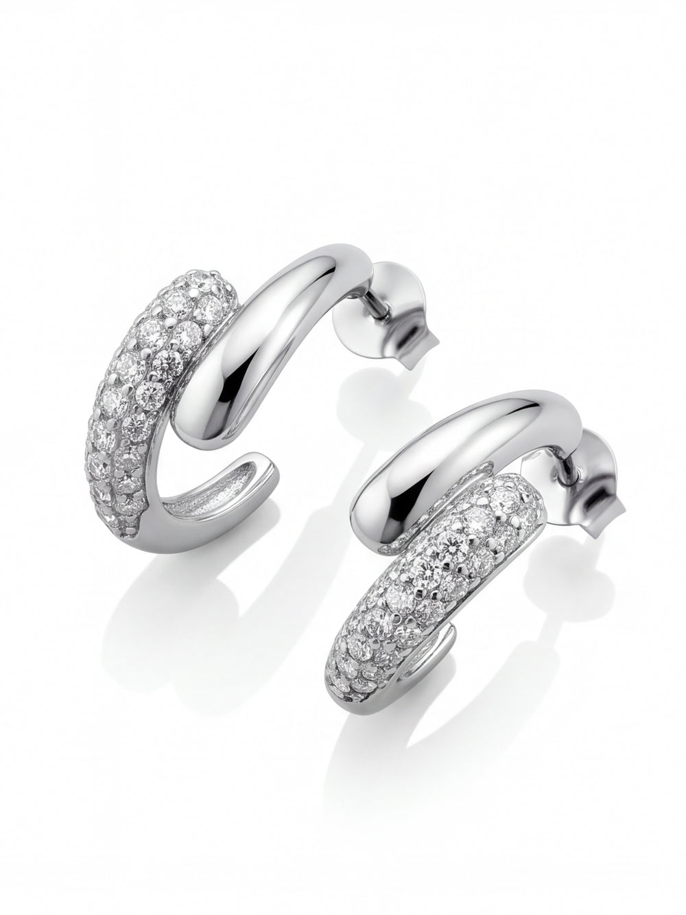 Par Semi Arracada Doble Gota Cruzada Zirconia