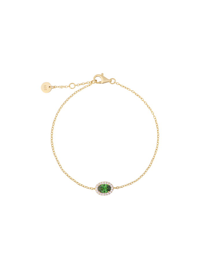 Pulsera Ovalo Con Zirconia Verde
