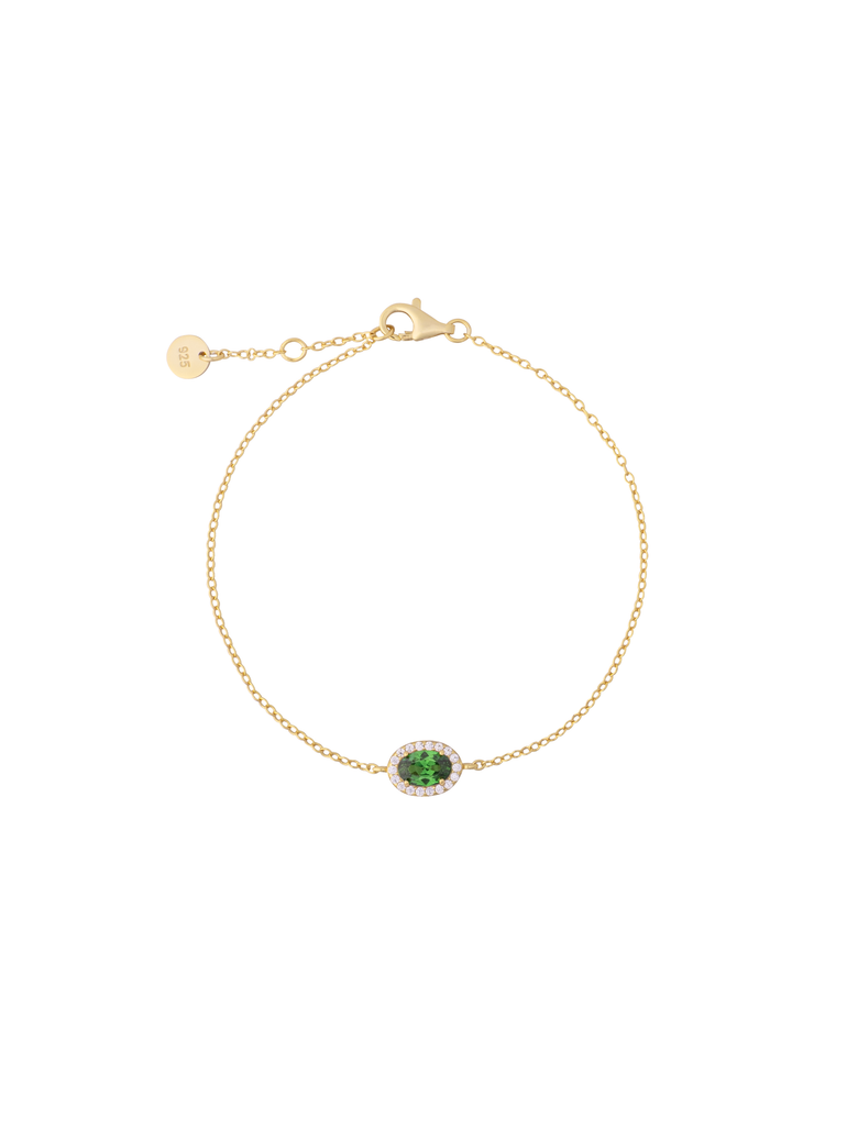 Pulsera Ovalo Con Zirconia Verde
