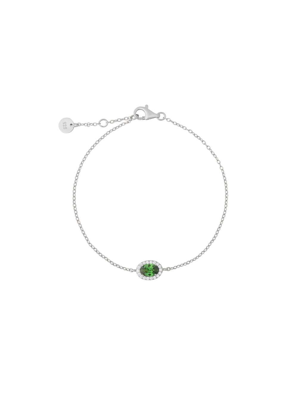Pulsera Ovalo Con Zirconia Verde
