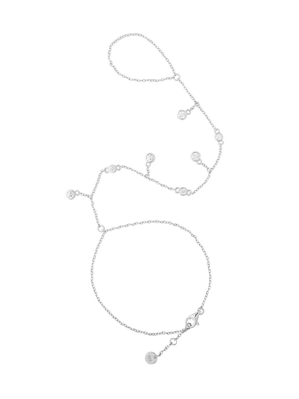Pulsera Zirconias Colgantes Con Anillo