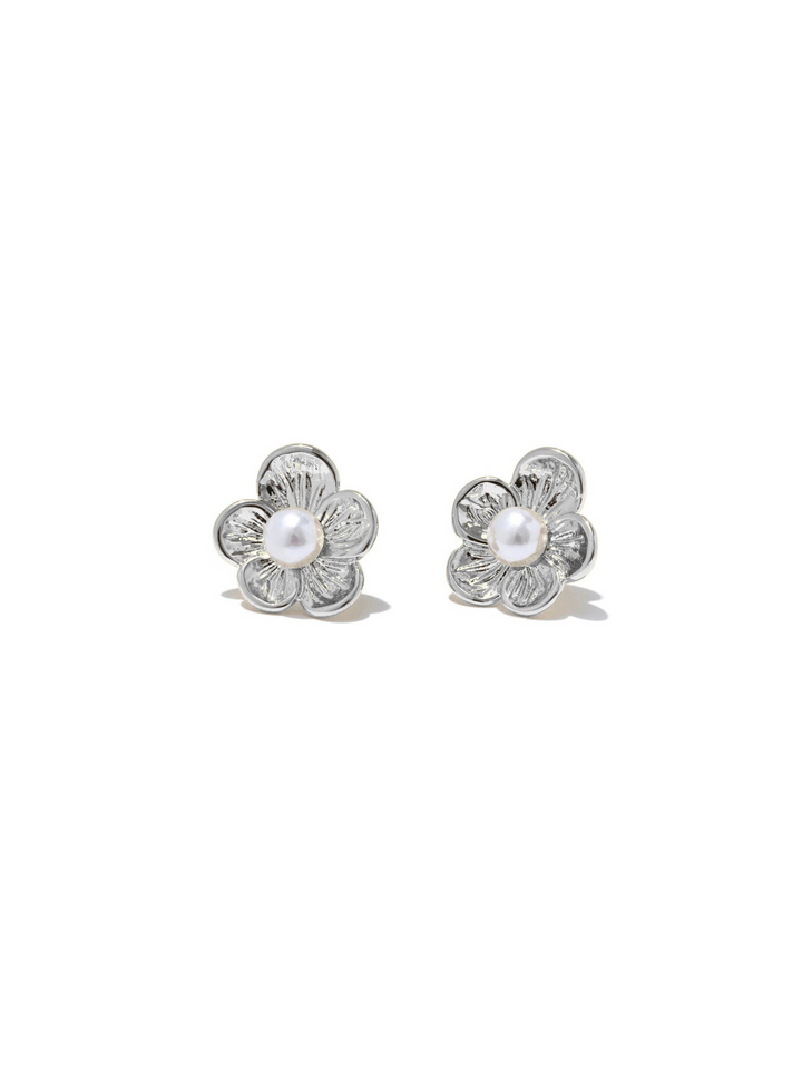 Par Arete Mini Flor Centro Perla