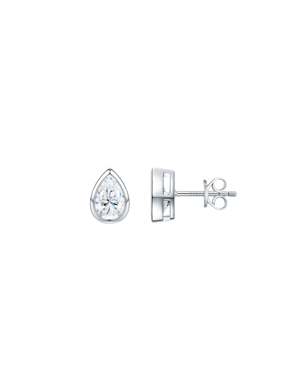 Par Arete Moissanita 2 CT Corte Pera Con Bisel