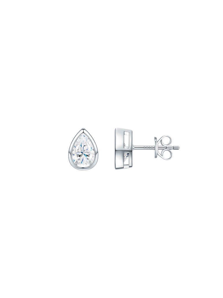Par Arete Moissanita 2 CT Corte Pera Con Bisel