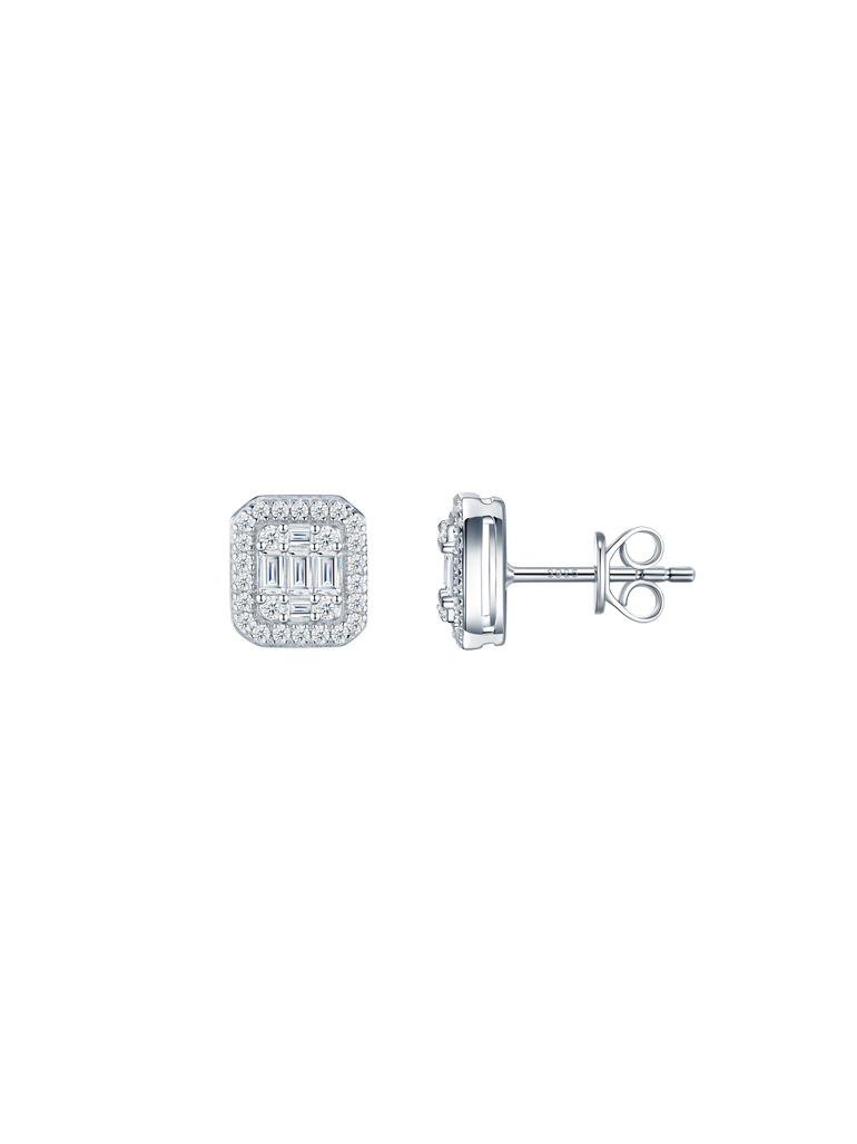 Par Arete Rectangular Halo Moissanita 0.34 CT