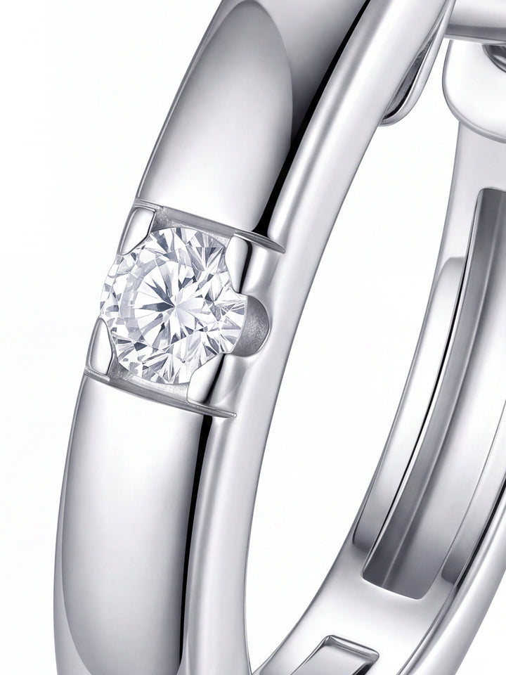 Par Arracada Con Moissanita Central 0.03 CT