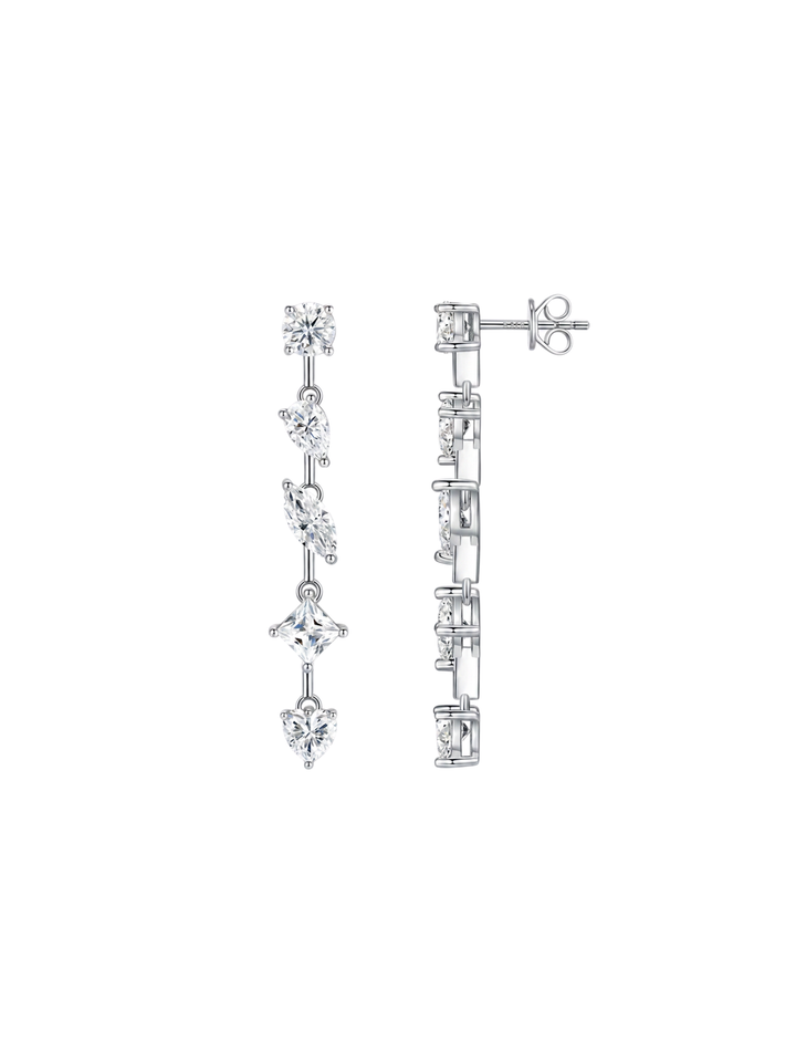 Par Arete Largo Con Moissanitas 5 CT