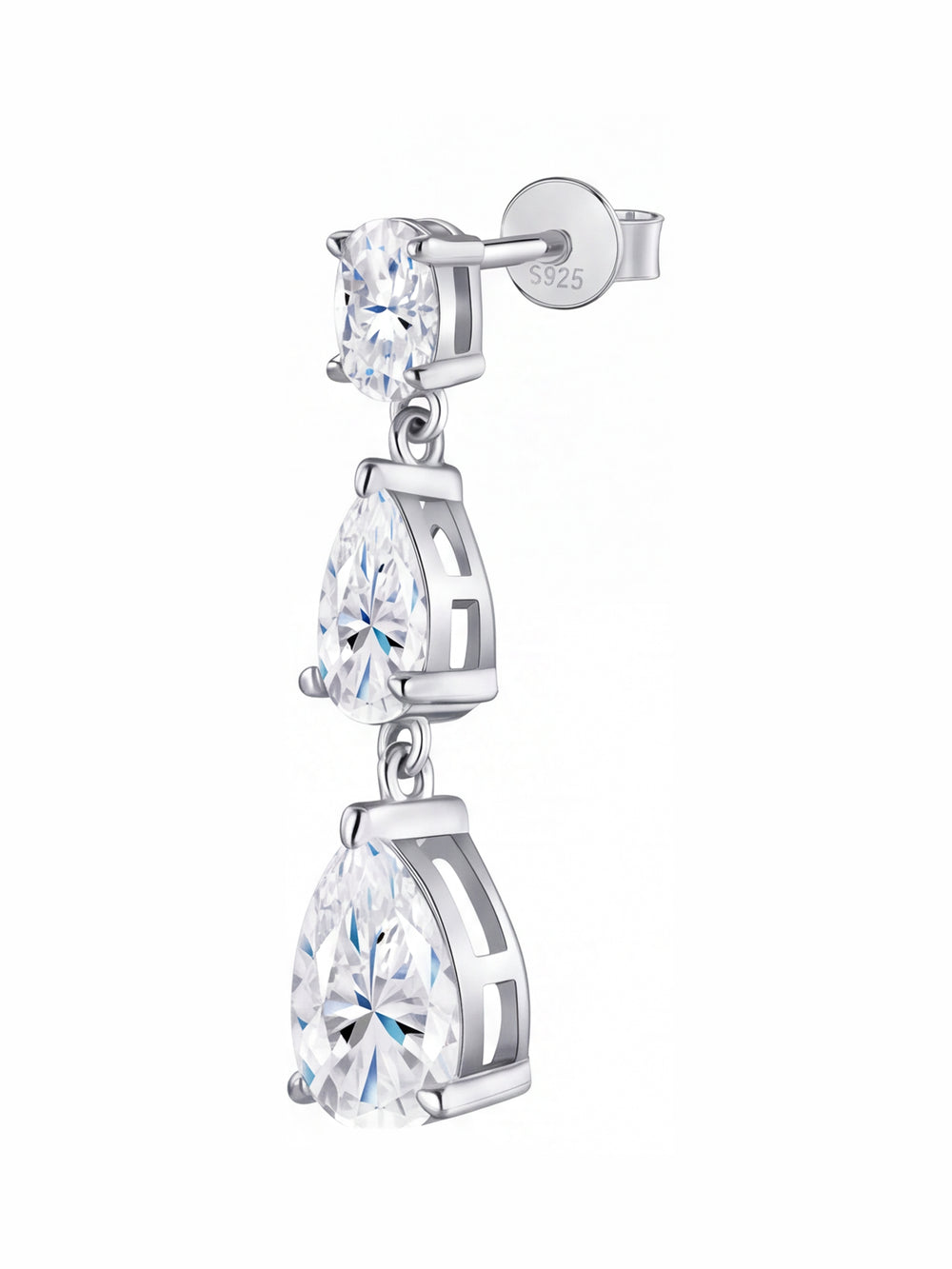 Par Arete Largo Moissanitas Corte Pera 7 CT