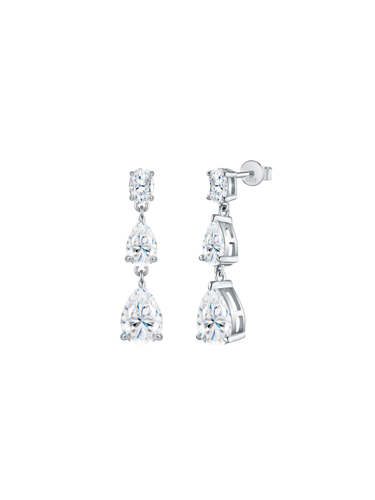 Par Arete Largo Moissanitas Corte Pera 7 CT