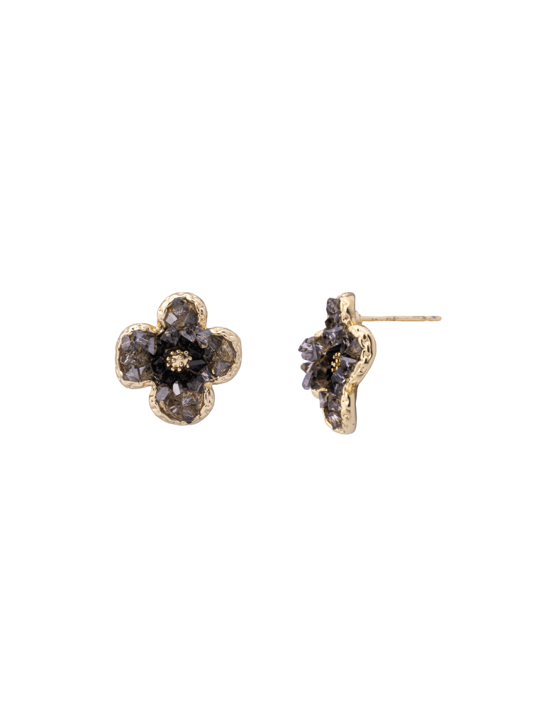 Par Arete Flor Cuatro Petalos Con Piedras
