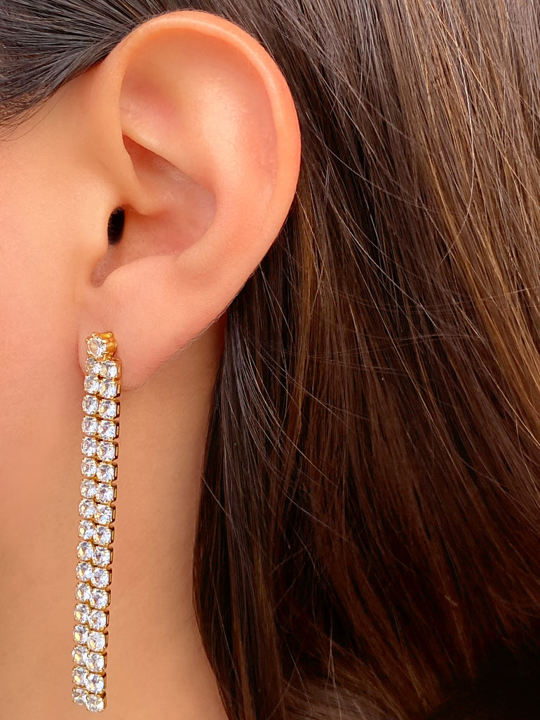 Par Arete Doble Tira Zirconia