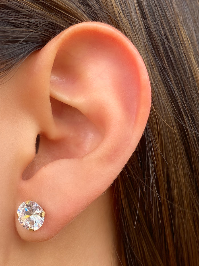 Par Arete Zirconia Blanca Oro 10k