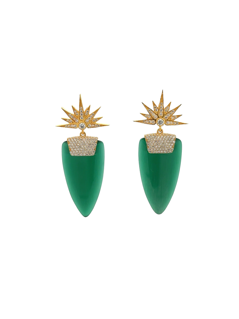 Par Aretes Ojo de Gato Verde