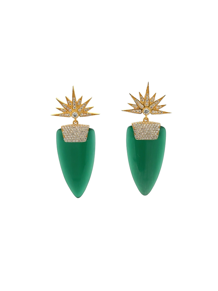 Par Aretes Ojo de Gato Verde