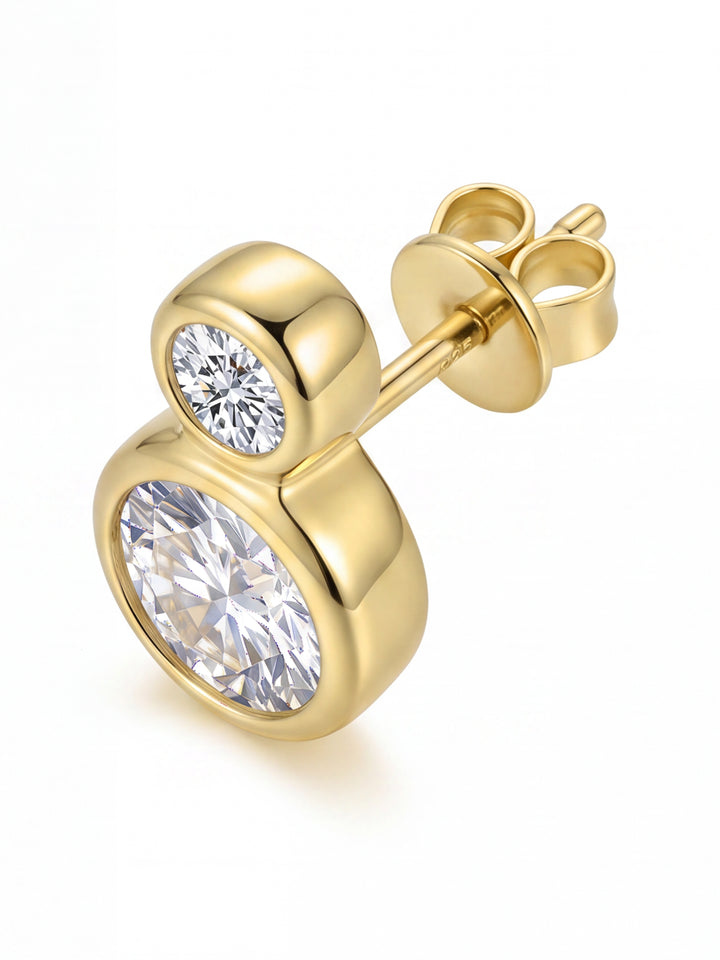 Par Arete Doble Moissanita Redonda 1.09 CT