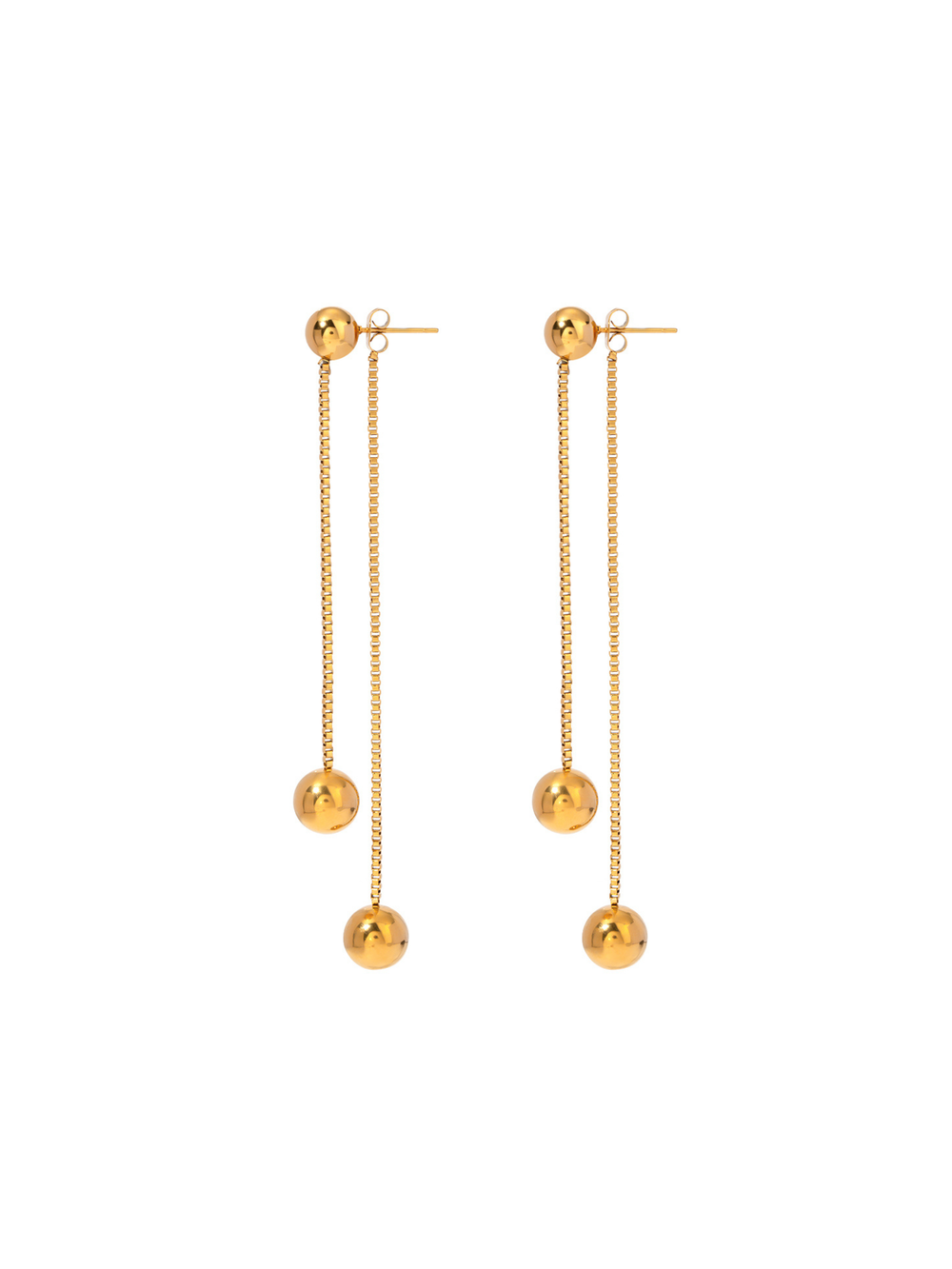 Par Arete Doble Tira Con Bolita