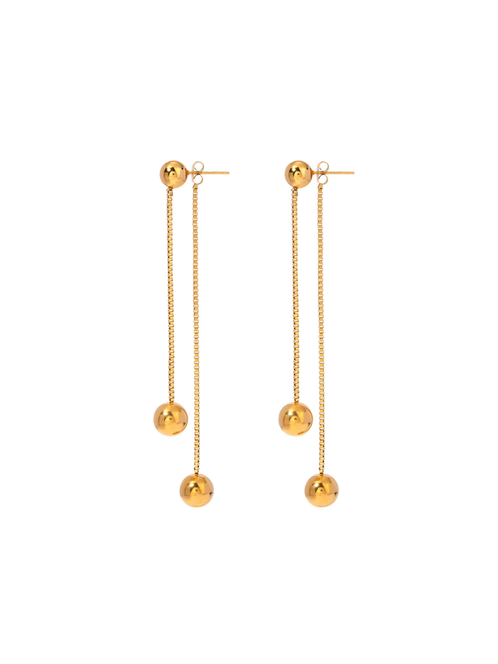 Par Arete Doble Tira Con Bolita