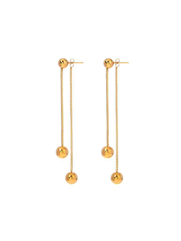 Par Arete Doble Tira Con Bolita