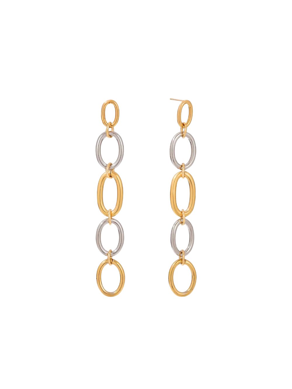 Par Arete Largos Ovalos Combinados