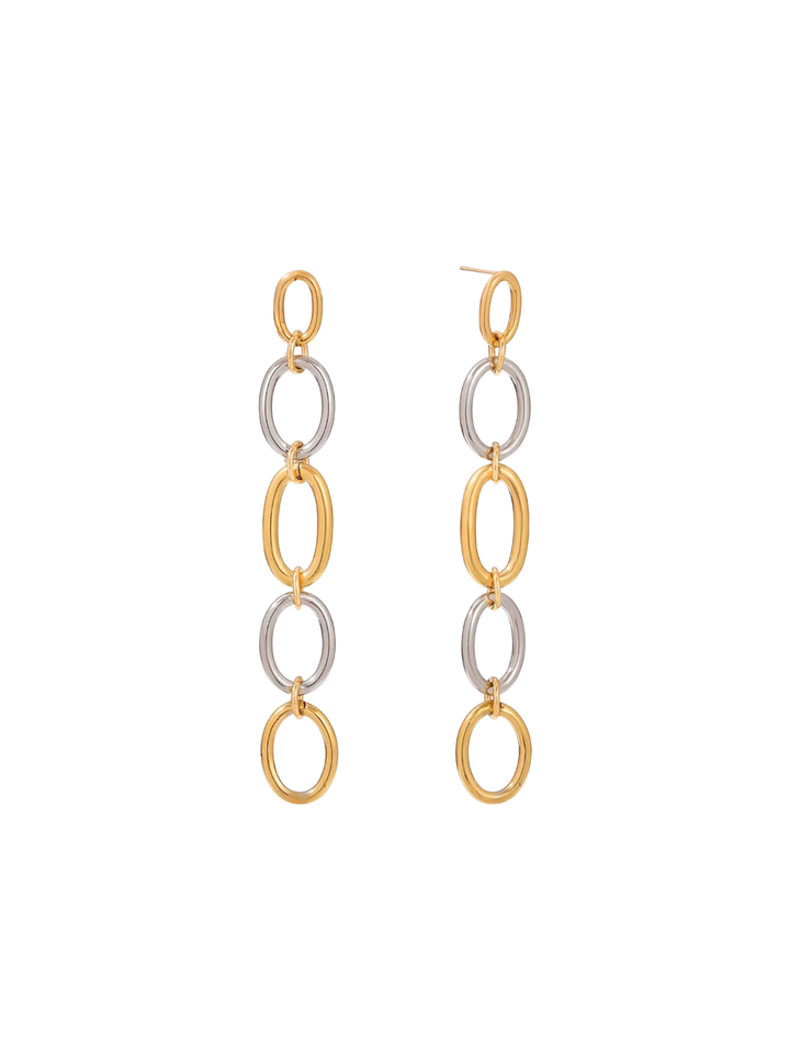 Par Arete Largos Ovalos Combinados