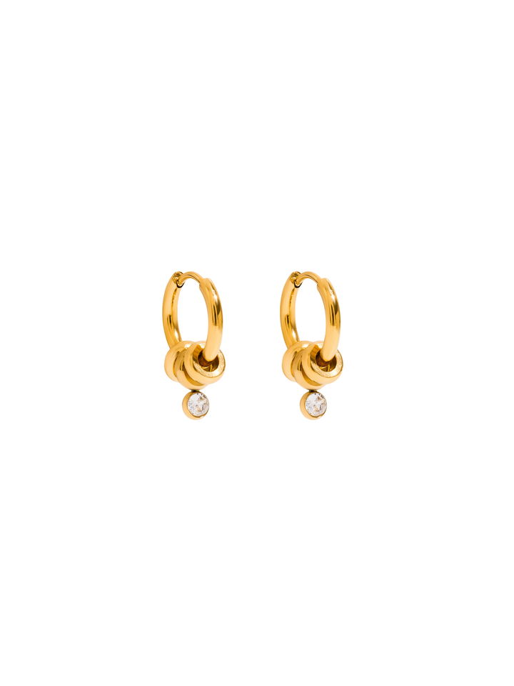 Par Arracada Con Aros Y Dije Zirconia