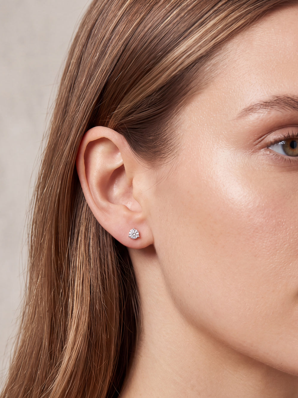 Par Arete Diamantes Lab-Grown Solitario Corte Redondo 1 Ct