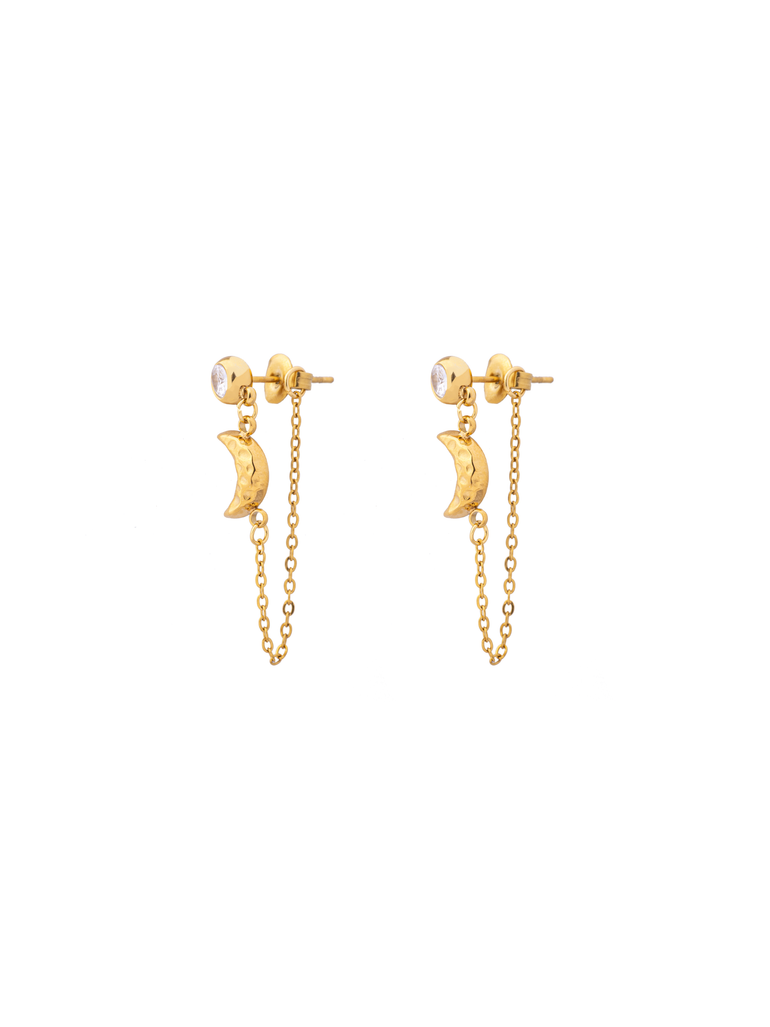 Arete Con Luna Y Cadena