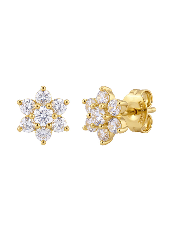 Par Arete Mini Flor Seis Petalos Zirconia