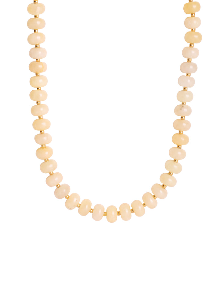 Choker Aros Piedra Natural Bolitas Doradas 8 mm