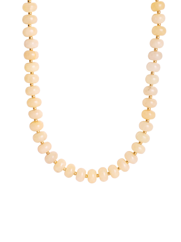 Choker Aros Piedra Natural Bolitas Doradas 8 mm