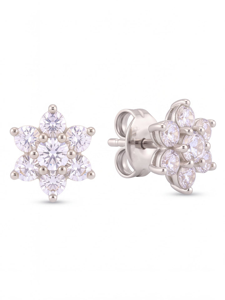 Par Arete Mini Flor Seis Petalos Zirconia