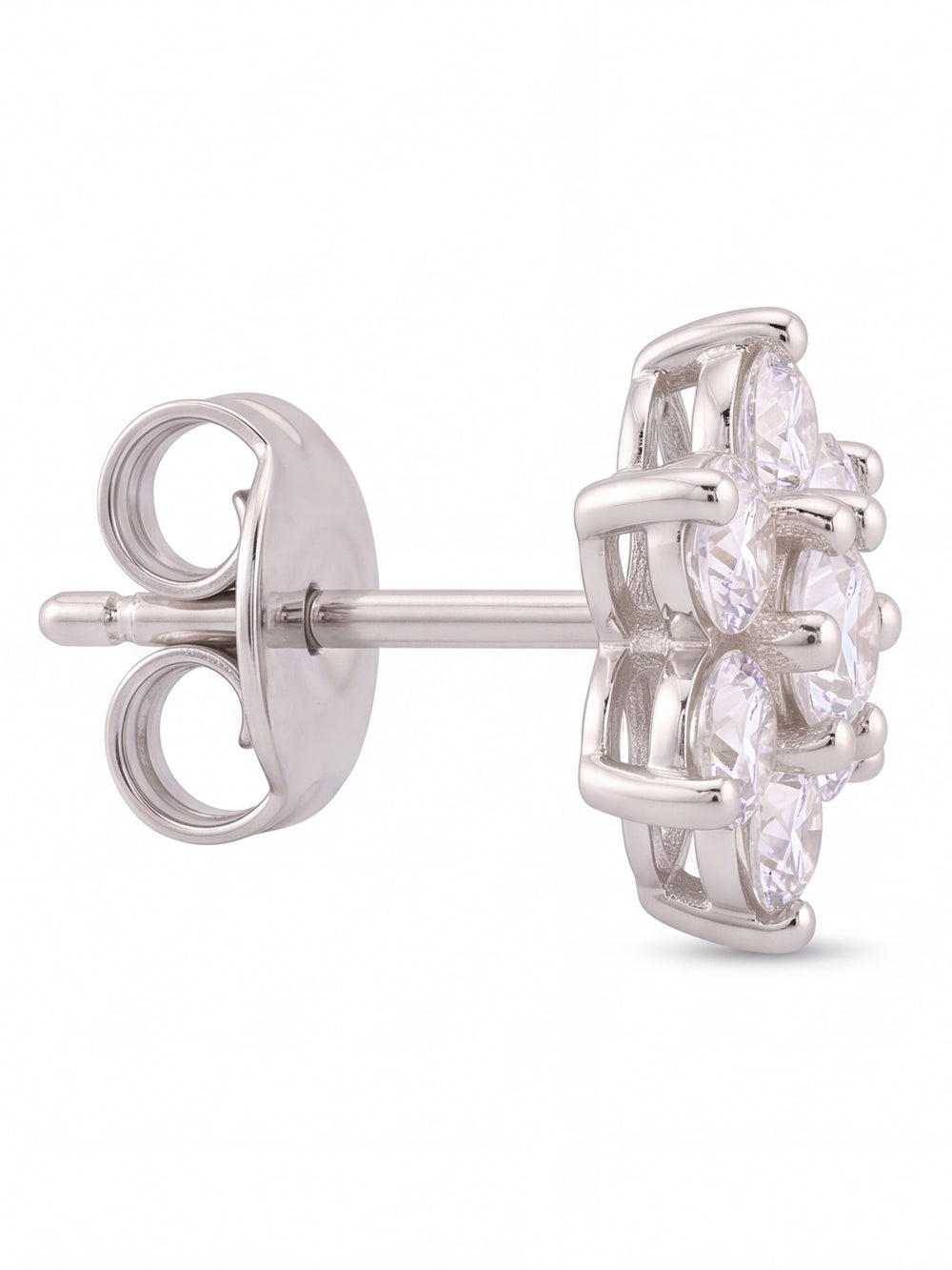 Par Arete Mini Flor Seis Petalos Zirconia