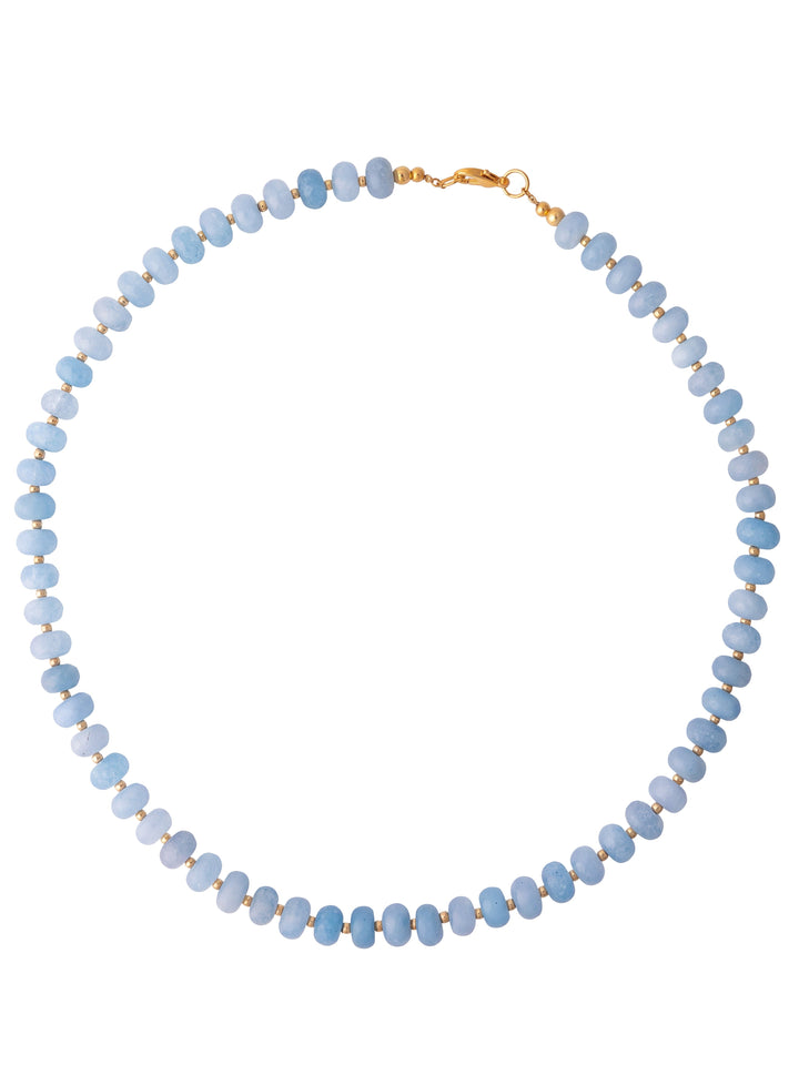 Choker Aros Piedra Natural Bolitas Doradas 8 mm