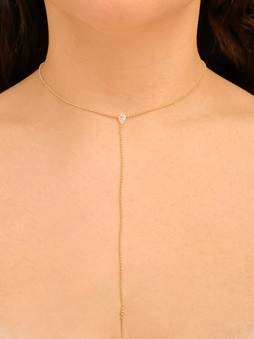 Collar Corbatin Bolitas Con Gota Zirconia