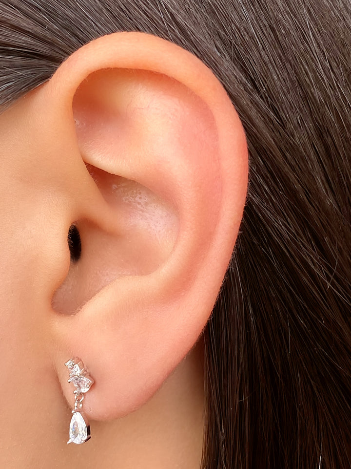 Par Arete Zirconias Gota y Cuadrada