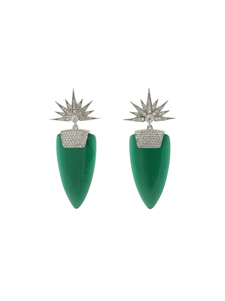 Par Aretes Ojo de Gato Verde