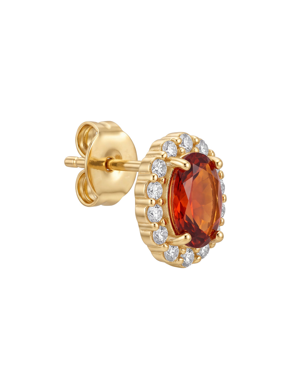 Par Arete Zirconia Roja Ovalada Con Halo